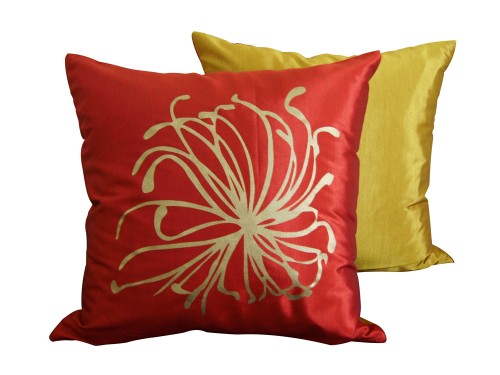 Design Hut Gold and Red Cushion Covers