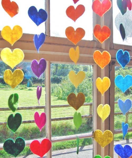 Hanging Rainbow Hearts