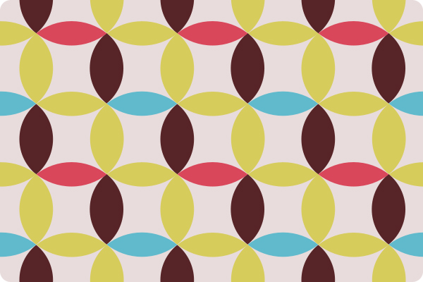 Circle pattern in green, brown, blue and pink