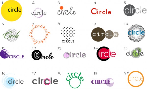 20 circle logos and text