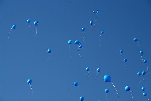 Balloons floating into the sky