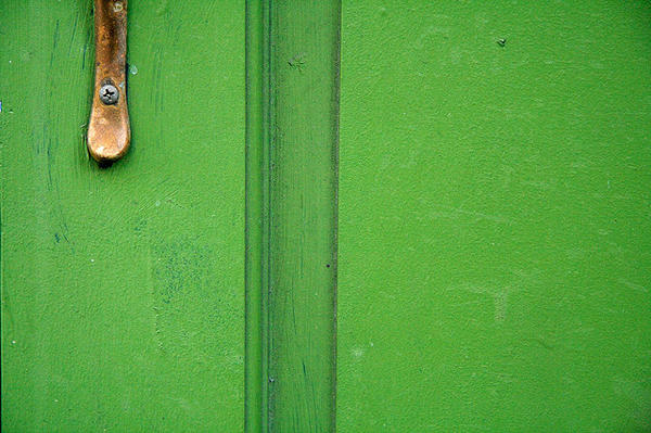 Green door with old latch