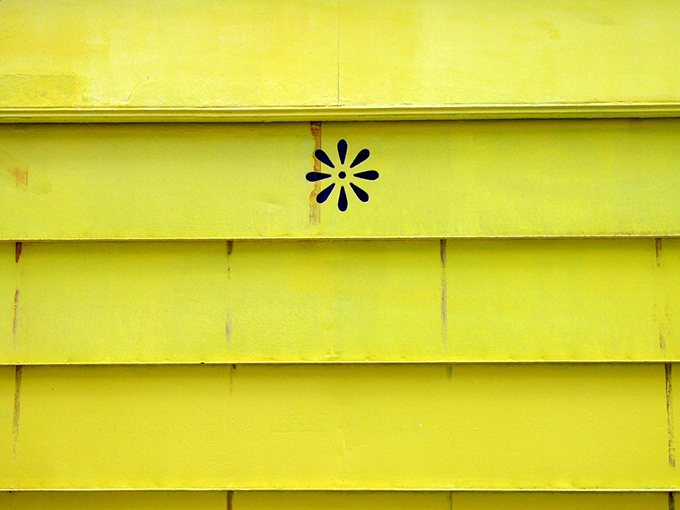 wooden wall with flower motif