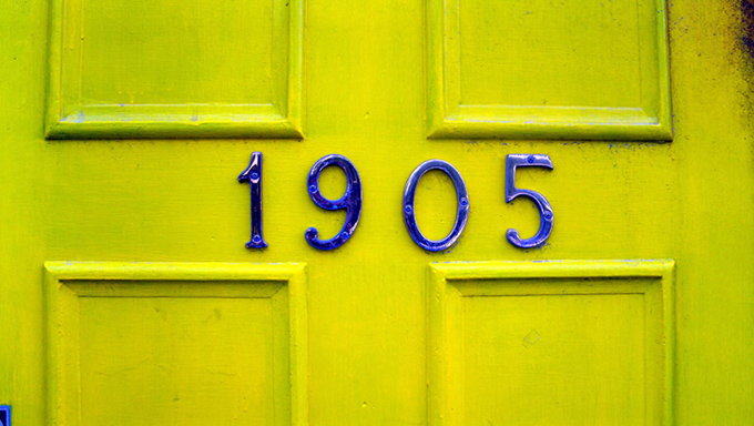 Close up of a door number 1905