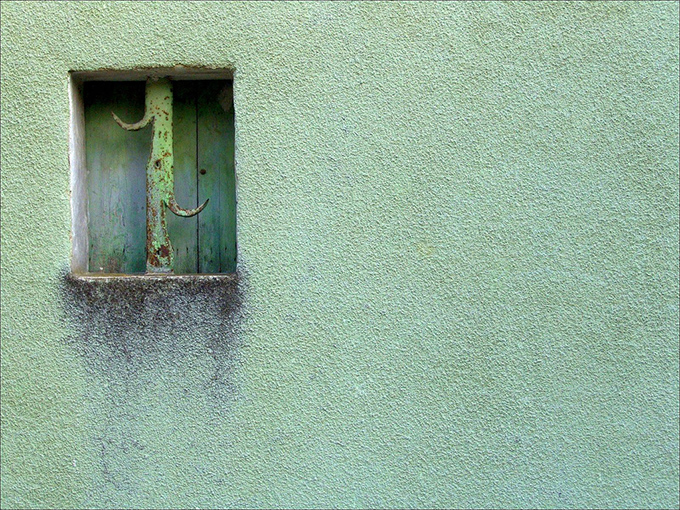 Green wall and old window