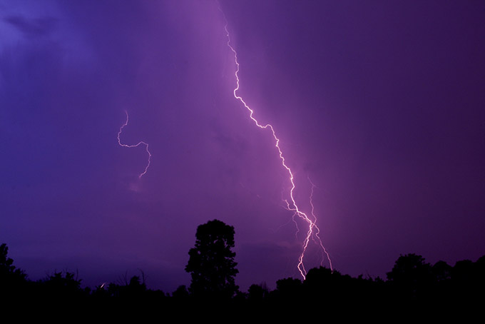 Lightning on a purple sky