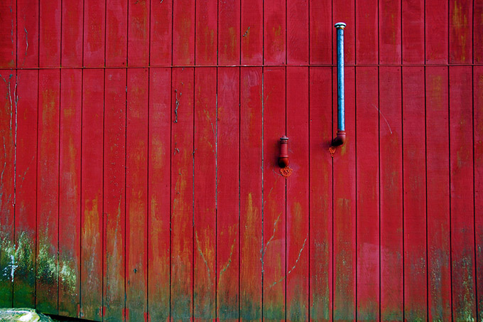 The side of a red barn