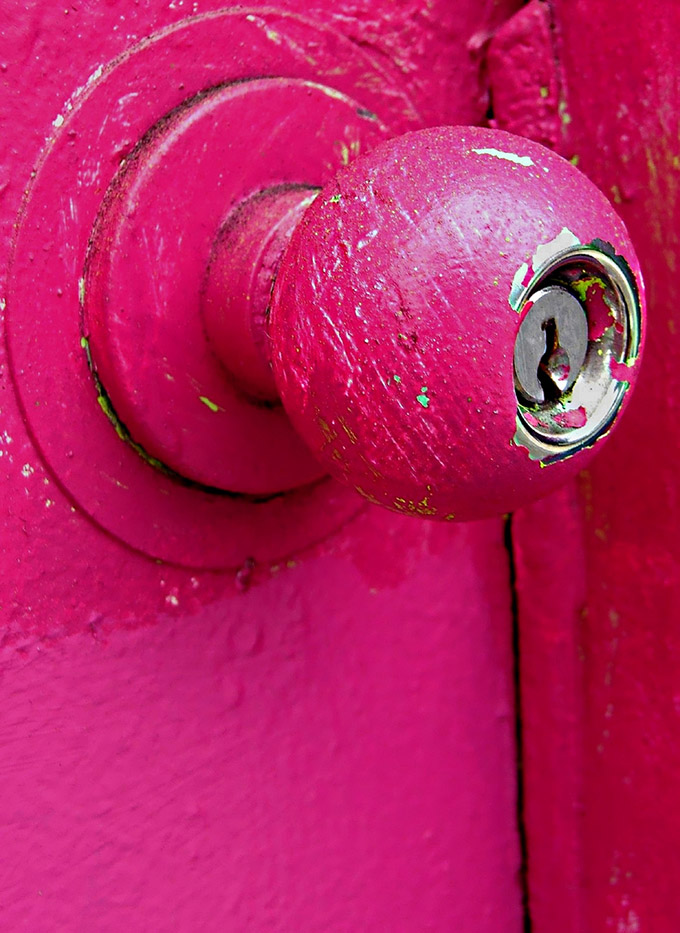 Pink door handle