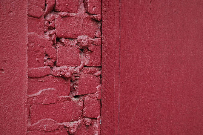 Red wood and brickwork