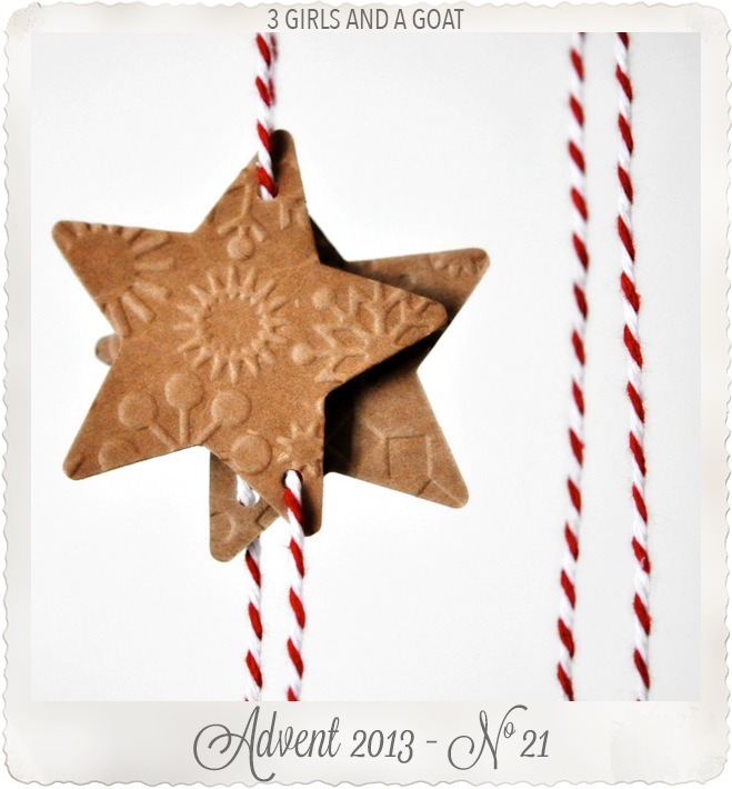 Kraft Brown Enbossed Christmas Star Threaded by 3girlsandagoat