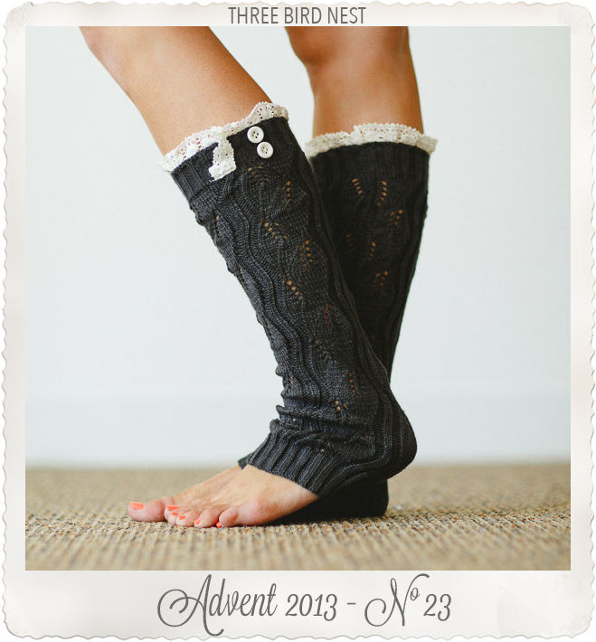 Leg Warmers Lace Trim Shorter Style Stocking by Three Bird Nest